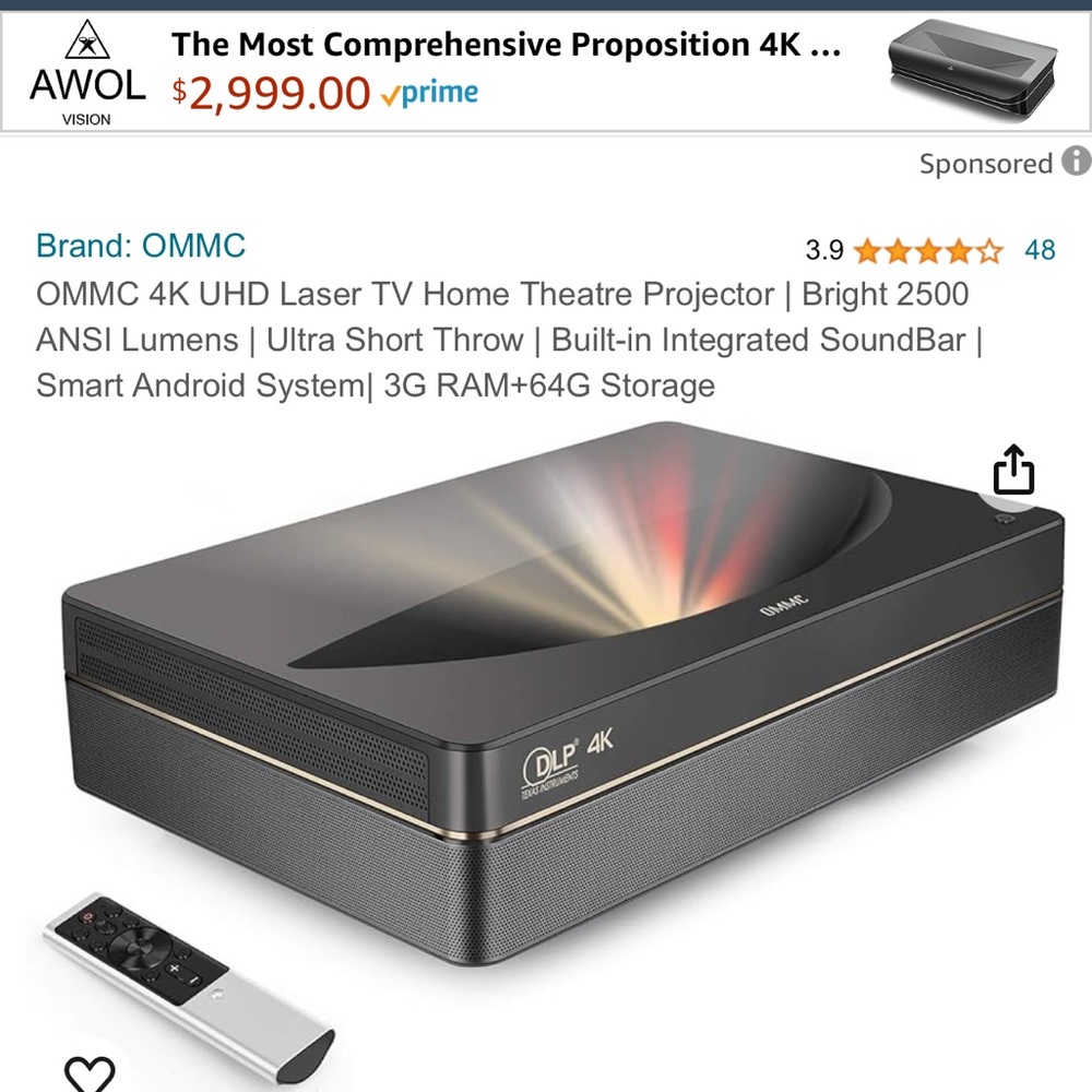 Short Throw Laser Theatre Projector